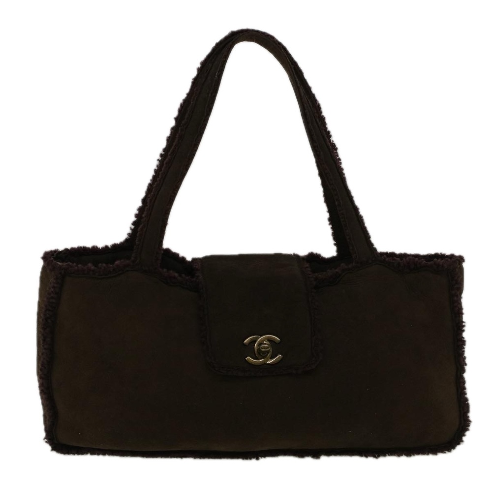 CHANEL Turn Lock Shoulder Bag Mouton Brown CC Auth 57346 - Picture 13 of 16